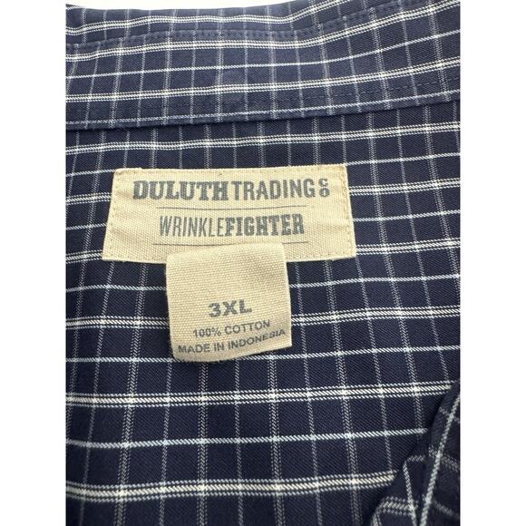 Duluth Trading Company Button Down Shirt Long Sleeve Gingham Check Blue 3XL - Picture 10 of 10